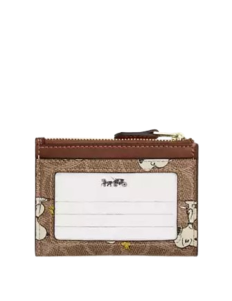 Coach Coach X Peanuts Mini Skinny Id Case In Signature Canvas With Snoopy Print