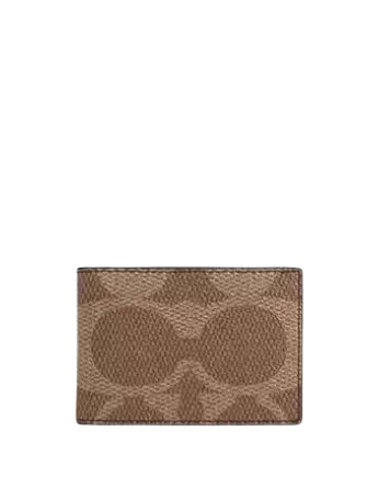 Coach Compact Billfold Wallet In Blocked Signature Canvas