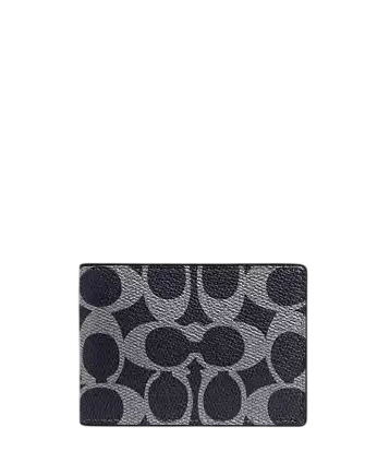 Coach Compact Billfold Wallet In Signature Canvas