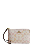 Coach Corner Zip Wristlet In Pretty Signature Canvas