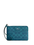 Coach Corner Zip Wristlet In Signature Canvas