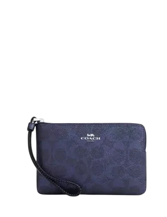 Coach Corner Zip Wristlet In Signature Canvas