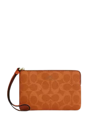 Coach Corner Zip Wristlet In Signature Canvas