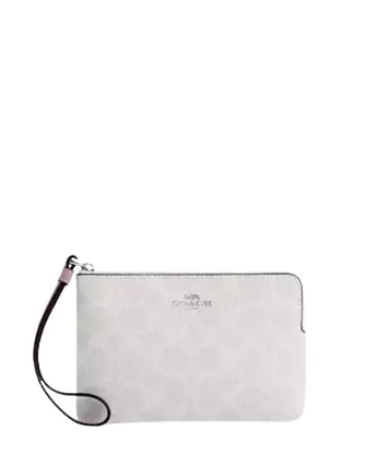 Coach Corner Zip Wristlet In Signature Canvas