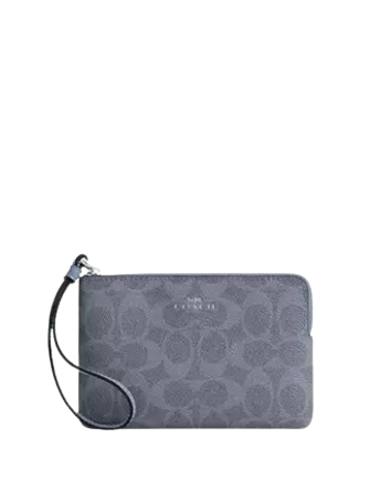 Coach Corner Zip Wristlet In Signature Canvas