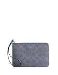 Coach Corner Zip Wristlet In Signature Canvas