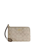 Coach Corner Zip Wristlet In Signature Canvas