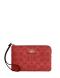 Coach Corner Zip Wristlet In Signature Canvas