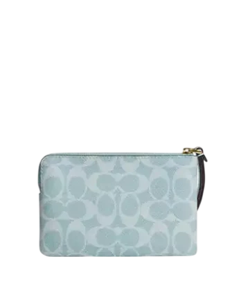Coach Corner Zip Wristlet In Signature Canvas