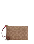 Coach Corner Zip Wristlet In Signature Canvas