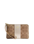 Coach Corner Zip Wristlet In Signature Canvas