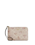 Coach Corner Zip Wristlet In Signature Canvas With Floral Print