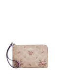 Coach Corner Zip Wristlet In Signature Canvas With Floral Print
