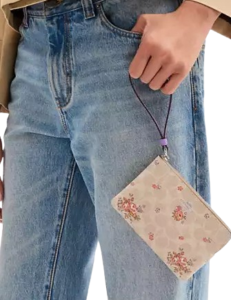 Coach Corner Zip Wristlet In Signature Canvas With Floral Print