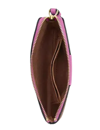 Coach Corner Zip Wristlet In Signature Canvas With Stripe