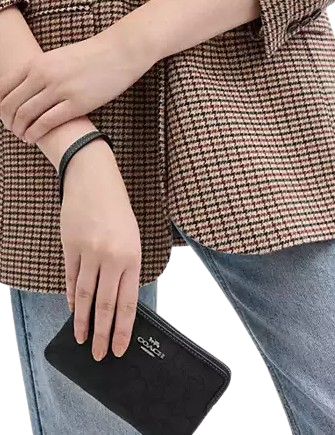 Coach Corner Zip Wristlet In Signature Jacquard