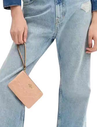 Coach Corner Zip Wristlet In Signature Leather