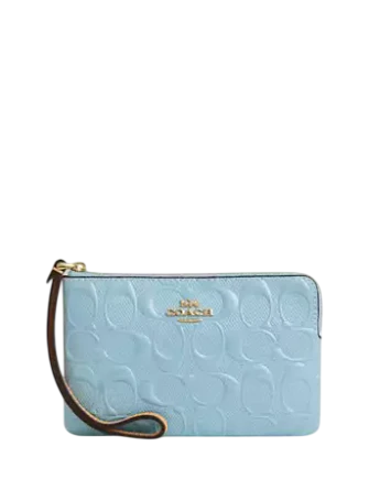 Coach Corner Zip Wristlet In Signature Leather
