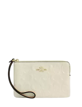 Coach Corner Zip Wristlet In Signature Leather