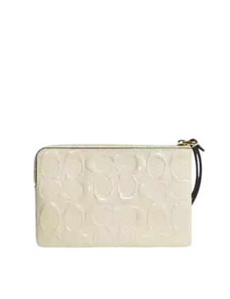 Coach Corner Zip Wristlet In Signature Leather