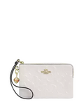 Coach Corner Zip Wristlet In Signature Leather With Heart Charm