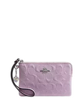 Coach Corner Zip Wristlet In Signature Leather With Heart Charm