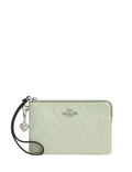 Coach Corner Zip Wristlet In Signature Leather With Heart Charm