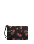 Coach Corner Zip Wristlet With Cherry Print