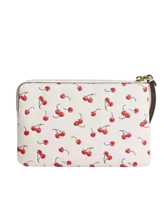 Coach Corner Zip Wristlet With Cherry Print