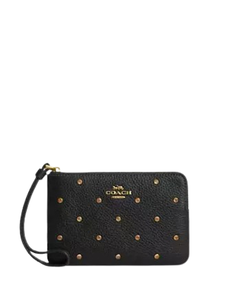 Coach Corner Zip Wristlet With Crystal
