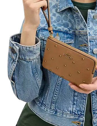 Coach Corner Zip Wristlet With Crystal