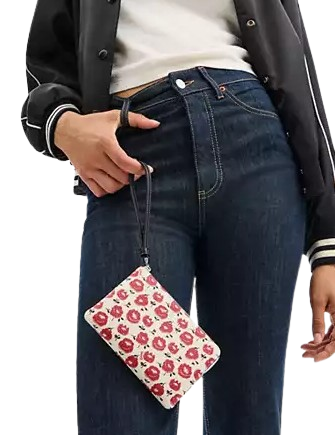 Coach Corner Zip Wristlet With Floral Print