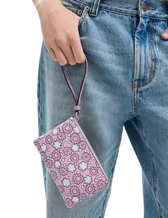Coach Corner Zip Wristlet With Floral Print