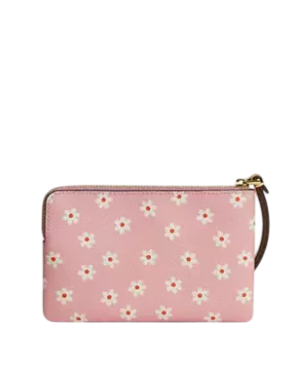 Coach Corner Zip Wristlet With Floral Print