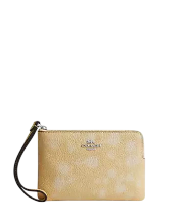 Coach Corner Zip Wristlet With Floral Print