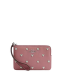 Coach Corner Zip Wristlet With Heart Rivets