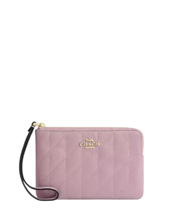 Coach Corner Zip Wristlet With Quilting