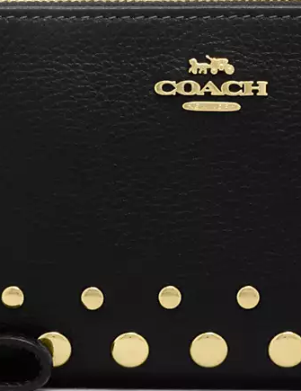 Coach Corner Zip Wristlet With Rivets