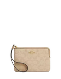 Coach Corner Zip Wristlet With Signature Canvas