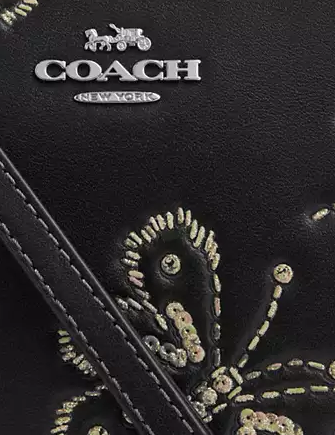 Coach Corner Zip Wristlet With Sparkly Butterfly Print