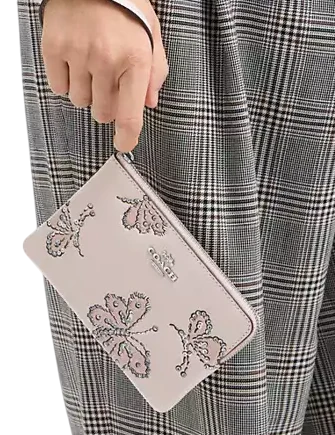 Coach Corner Zip Wristlet With Sparkly Butterfly Print