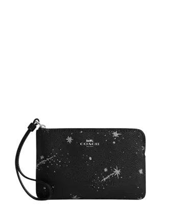 Coach Corner Zip Wristlet With Star Print