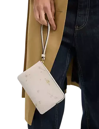 Coach Corner Zip Wristlet With Star Print