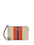 Coach Corner Zip Wristlet With Stripe