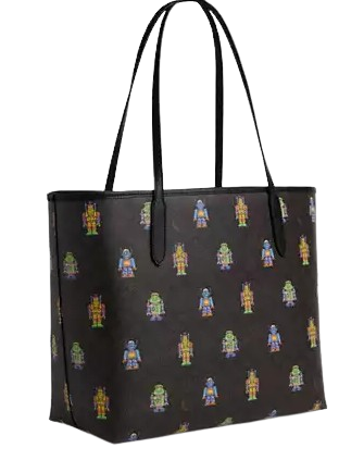 Coach Cosmic Coach City Tote Bag In Signature Canvas With Robot Print