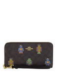 Coach Cosmic Coach Long Zip Around Wallet In Signature Canvas With Robot Print