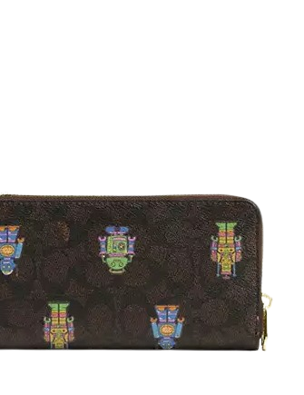 Coach Cosmic Coach Long Zip Around Wallet In Signature Canvas With Robot Print