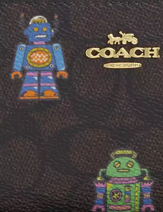 Coach Cosmic Coach Long Zip Around Wallet In Signature Canvas With Robot Print