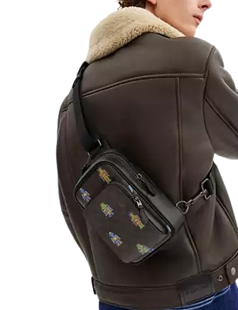 Coach Cosmic Coach Racer Sling Pack In Signature Canvas With Robot Print