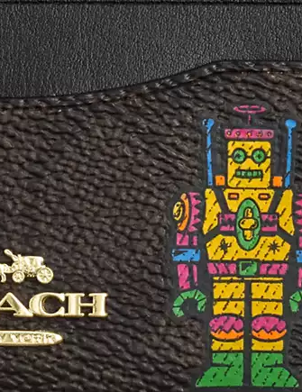 Coach Cosmic Coach Slim Id Card Case In Signature Canvas With Robot Print